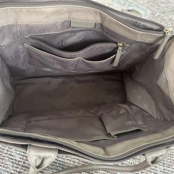 Tory Burch Ella Canvas Leather Tote in French Gray - Picture 10 of 12